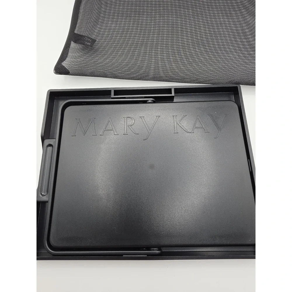 Mary Kay Folding Travel Makeup Mirror, Tray Stand & Mesh Zippered Bag Black-New
